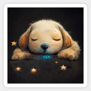 Snoozing Puppy Sticker